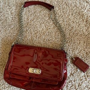 Beautiful glossy red patent leather Coach purse